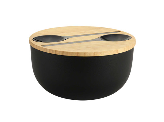 Bowl KESPER 58470 SALAD W/CUTLERY BLACK 24CM 