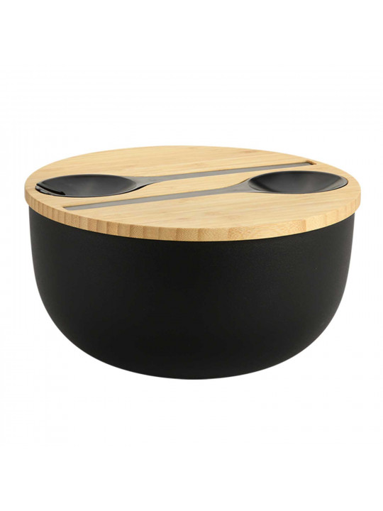Bowl KESPER 58470 SALAD W/CUTLERY BLACK 24CM 
