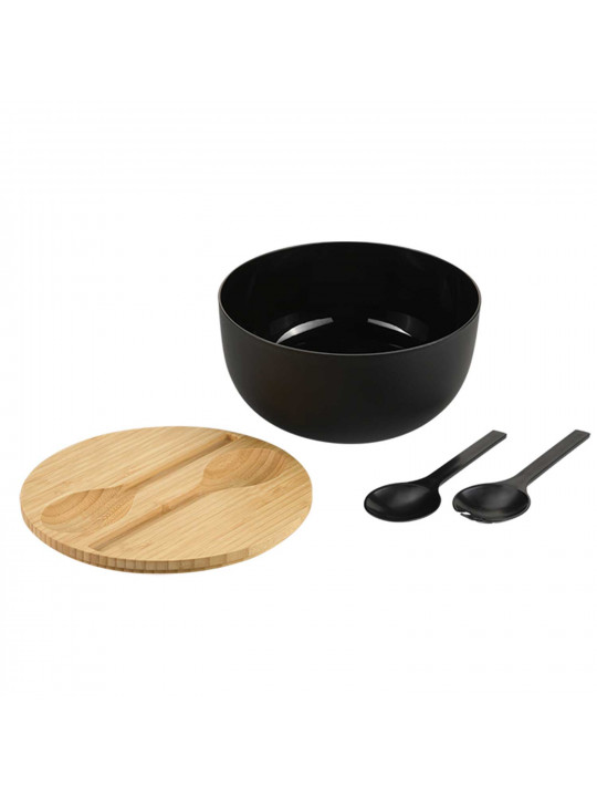 Bowl KESPER 58470 SALAD W/CUTLERY BLACK 24CM 