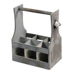 Box and baskets KESPER 66265 BOTTLE BASKET W/OPENER ANTIQUE GREY 
