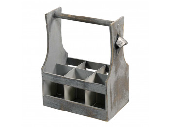 Box and baskets KESPER 66265 BOTTLE BASKET W/OPENER ANTIQUE GREY 