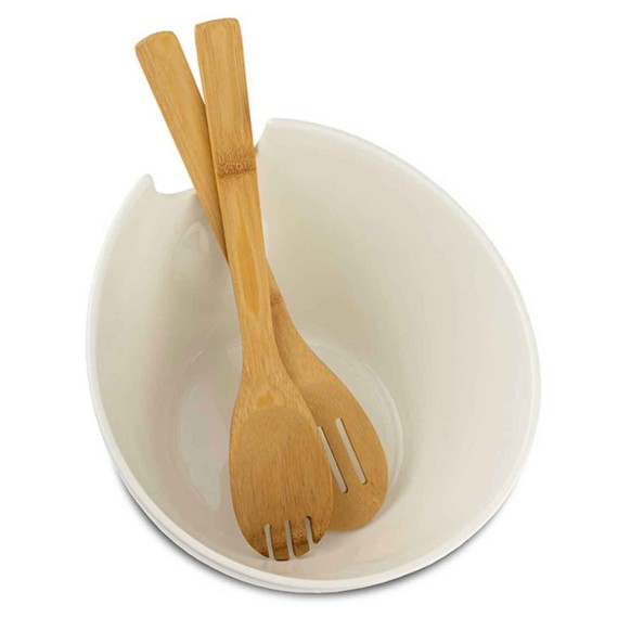 Bowl NAVA 10-025-004 TERRESTRIAL WHITE W/BAMBOO SPOONS 24CM 