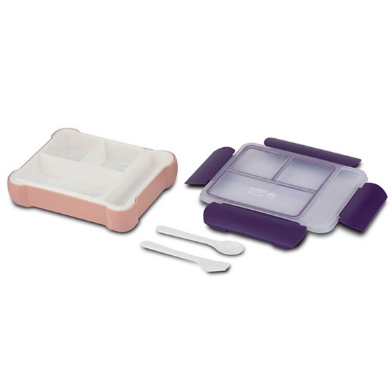 Пищевые контайнеры NAVA 10-262-020 PLASTIC RECN.BENTO WE CARE PINK-PURPLE 800ML 