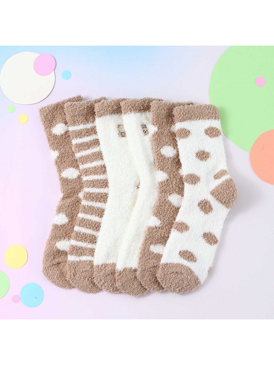 Գուլպա XIMI 6932533102828 COFFEE COLORED TEDDY BEAR EMBROIDERED WOMENS MID LENGTH SOCKS (TWO PAIRS) (102828)