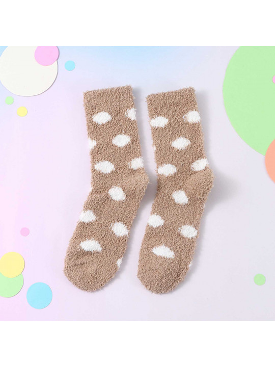 Գուլպա XIMI 6932533102828 COFFEE COLORED TEDDY BEAR EMBROIDERED WOMENS MID LENGTH SOCKS (TWO PAIRS) (102828)