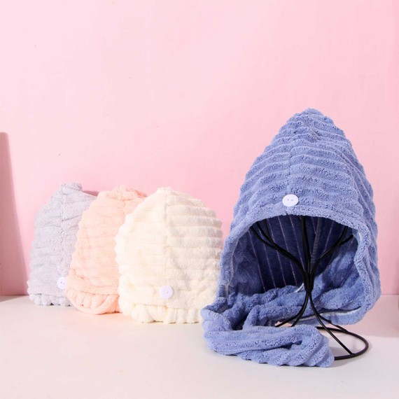 Cotton towels XIMI 6941963928649 STRIPED SOLID COLOR HAIR DRYING CAP (928649)