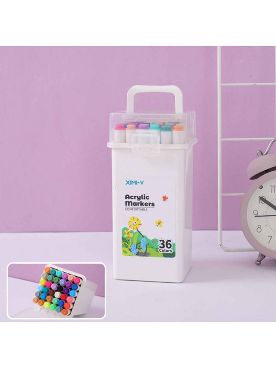 Գրենական պարագաներ XIMI 6941963936200 36 COLORS ACRYLIC MARKERS IN ROUND BOX (936200)