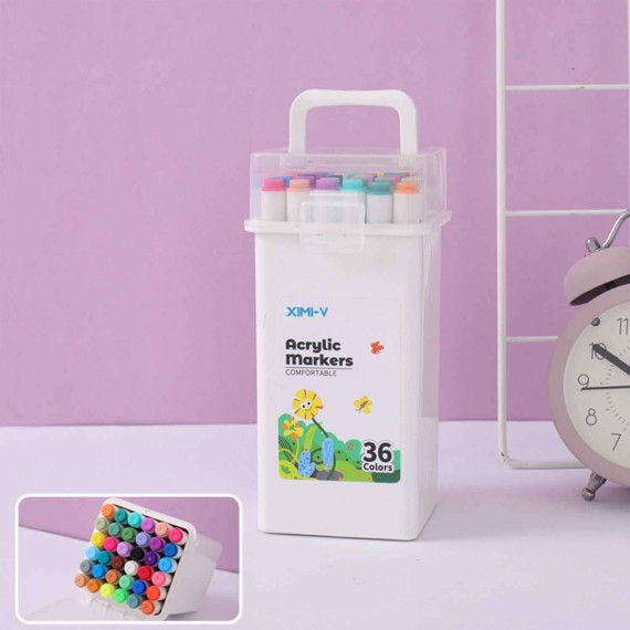 Գրենական պարագաներ XIMI 6941963936200 36 COLORS ACRYLIC MARKERS IN ROUND BOX (936200)