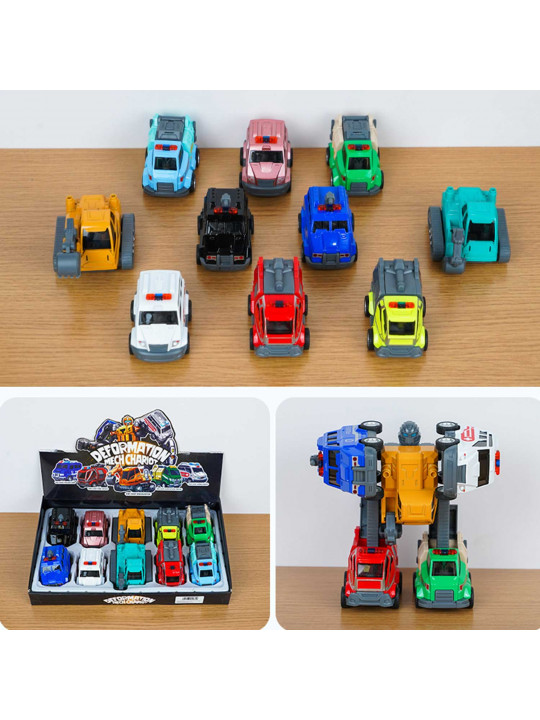 Մեքենաներ XIMI 6941963940856 TRANSFORMING ASSEMBLING PULL-BACK ALLOY ROBOT TOY SET (940856)