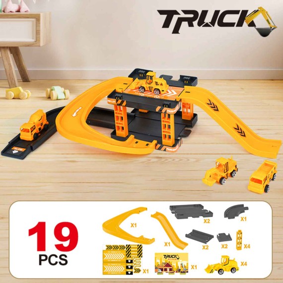 Մեքենաներ XIMI 6941963943000 ENGINEERING TRUCK SERIES TRACK TOY - 4 TRUCKS (YELLOW) (943000)