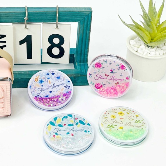 Cosmetic mirrors XIMI 6941963945950 LUXURIANT FLOWERS ROUND GLITTER PORTABLE MIRROR (945950)