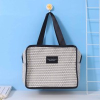 Cosmetic bags XIMI 6941963951425 SIMPLE TEXTURE WOVEN LARGE CAPACITY MAKEUP BAG (BLACK) (951425)