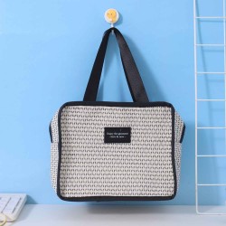 Cosmetic bags XIMI 6941963951425 SIMPLE TEXTURE WOVEN LARGE CAPACITY MAKEUP BAG (BLACK) (951425)