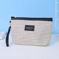 Cosmetic bags XIMI 6941963951449 SIMPLE TEXTURE WOVEN TRAPEZOIDAL MAKEUP HANDBAG (BLACK) (951449)