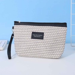 Cosmetic bags XIMI 6941963951449 SIMPLE TEXTURE WOVEN TRAPEZOIDAL MAKEUP HANDBAG (BLACK) (951449)