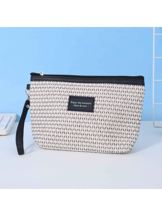 Կոսմետիկ պայուսակներ XIMI 6941963951449 SIMPLE TEXTURE WOVEN TRAPEZOIDAL MAKEUP HANDBAG (BLACK) (951449)