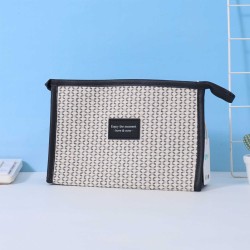 Cosmetic bags XIMI 6941963951456 SIMPLE TEXTURE WOVEN TRAPEZOIDAL MAKEUP BAG (BLACK) (951456)