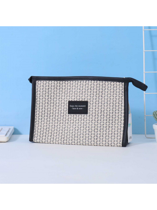 Կոսմետիկ պայուսակներ XIMI 6941963951456 SIMPLE TEXTURE WOVEN TRAPEZOIDAL MAKEUP BAG (BLACK) (951456)