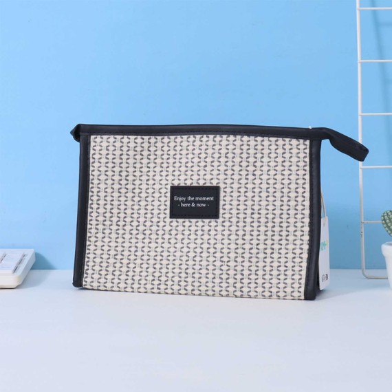 Կոսմետիկ պայուսակներ XIMI 6941963951456 SIMPLE TEXTURE WOVEN TRAPEZOIDAL MAKEUP BAG (BLACK) (951456)