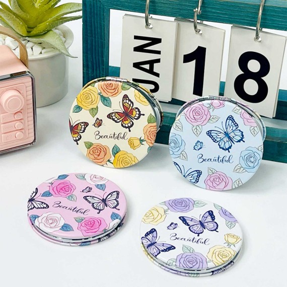Cosmetic mirrors XIMI 6941963952279 BUTTERFLY FLYING IN THE FLOWERS SERIES BIG ROUND REGULAR PORTABLE MIRROR (952279)