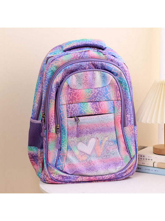 Թիկնապայուսակներ XIMI 6941963953122 DREAM GRADIENT COLOR GLITTER ENGLISH BACKPACK (PURPLE) (953122)