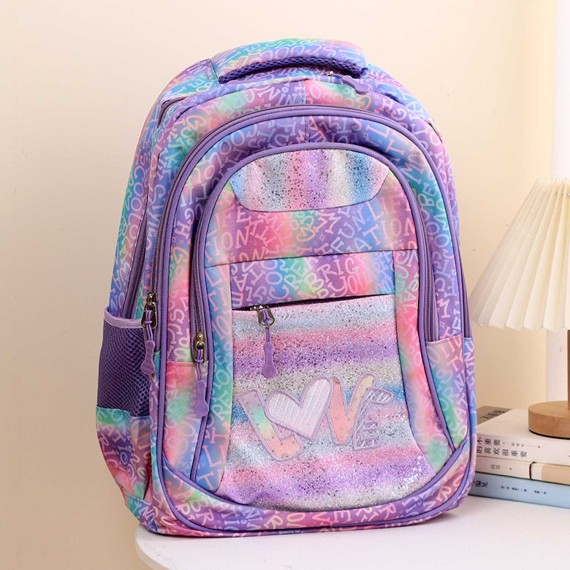 Backpacks XIMI 6941963953122 DREAM GRADIENT COLOR GLITTER ENGLISH BACKPACK (PURPLE) (953122)