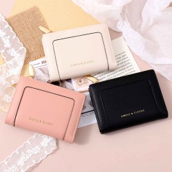 Wallets XIMI 6941963962513 SIMPLE SPLICING TEXTURE ROUND LABEL BIFOLD WOMENS PURSE (962513)