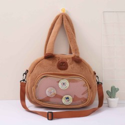 Ladys bags XIMI 6941963964593CUTE CAPYBARA SERIES BADGE DUAL-PURPOSE SHOULDER BAG (KHAKI (964593)