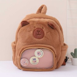 Backpacks XIMI 6941963964609 CUTE CAPYBARA SERIES BADGE ITA-BAG SHOULDER BAG (KHAKI) (964609)