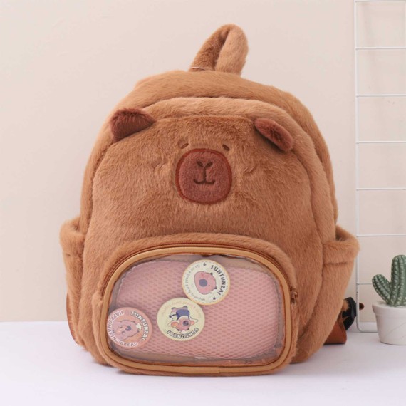 Թիկնապայուսակներ XIMI 6941963964609 CUTE CAPYBARA SERIES BADGE ITA-BAG SHOULDER BAG (KHAKI) (964609)