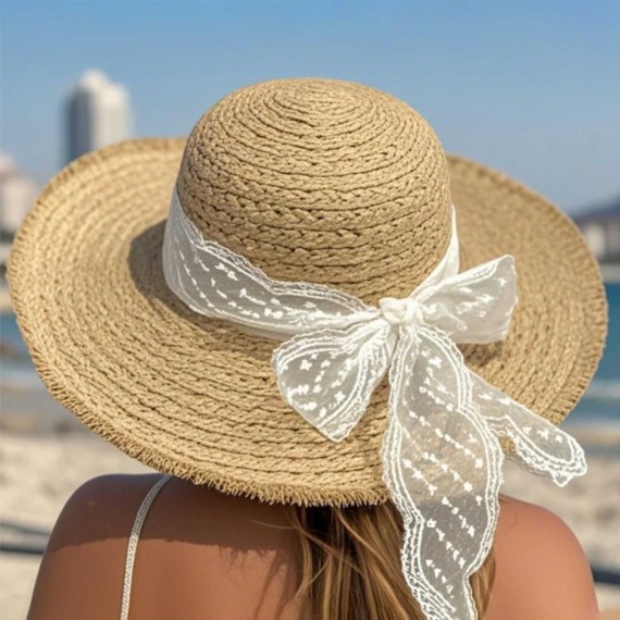 Ամառային գլխարկներ XIMI 6941963967631 ELEGANT LACE BOWKNOT BRAIDED STRAW HAT (KHAKI) (967631)