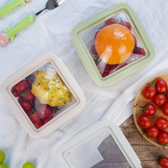 Ceramic and glass contanier XIMI 6942156283460 SQUARE SILICONE STRETCHABLE LID PLASTIC PRESERVATION BOX (283460)