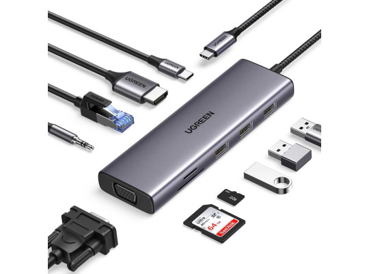 Usb-հանգույց UGREEN 10-in-1 4K HDMI USB-C (15601)