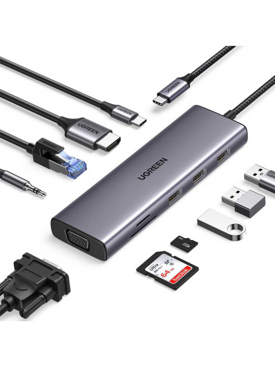 Usb-հանգույց UGREEN 10-in-1 4K HDMI USB-C (15601)