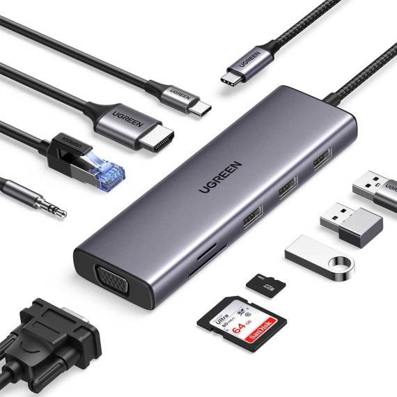 Usb-узел UGREEN 10-in-1 4K HDMI USB-C (15601)