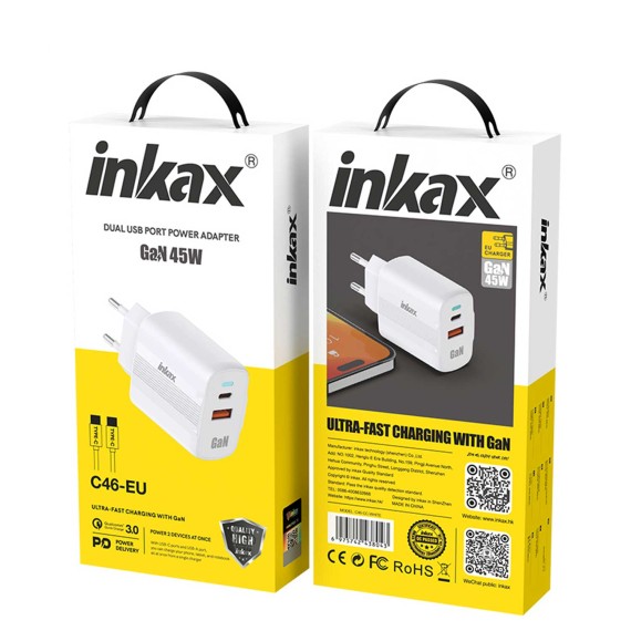 Power adapter INKAX C46 45W (White) 