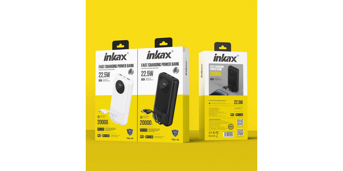 Արտաքին սնուցման մարտկոց INKAX PBQ-48 20000mAh (Black) 
