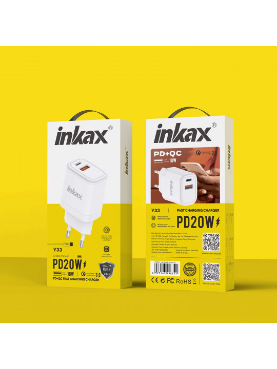 Power adapter INKAX Y33 20W (White) 