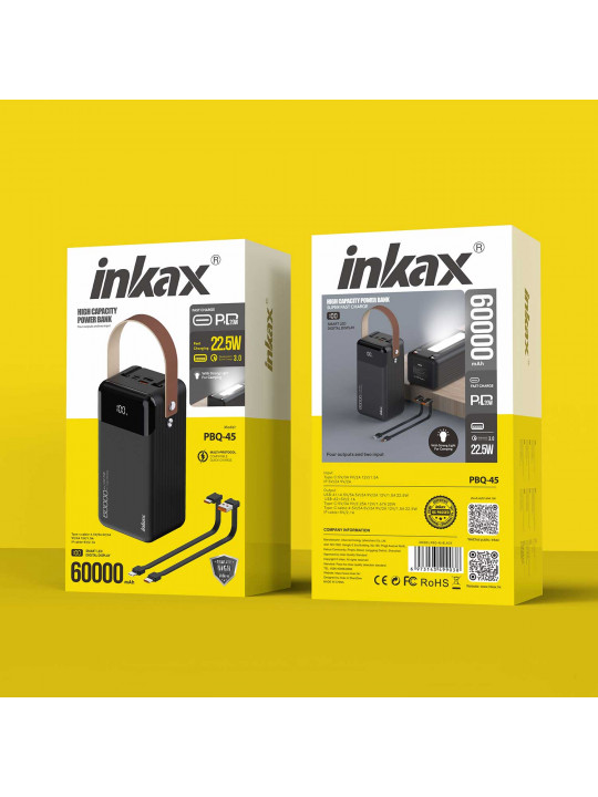 Արտաքին սնուցման մարտկոց INKAX PBQ-45 60000mAh (Black) 