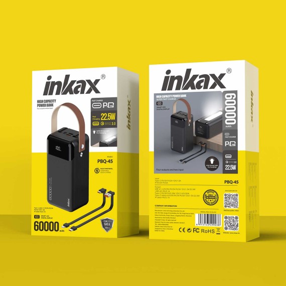 Արտաքին սնուցման մարտկոց INKAX PBQ-45 60000mAh (Black) 