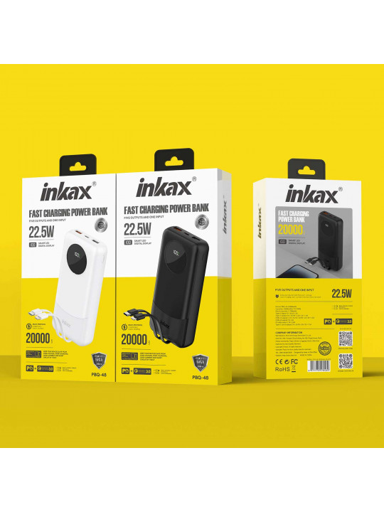 Արտաքին սնուցման մարտկոց INKAX PBQ-48 20000mAh (White) 