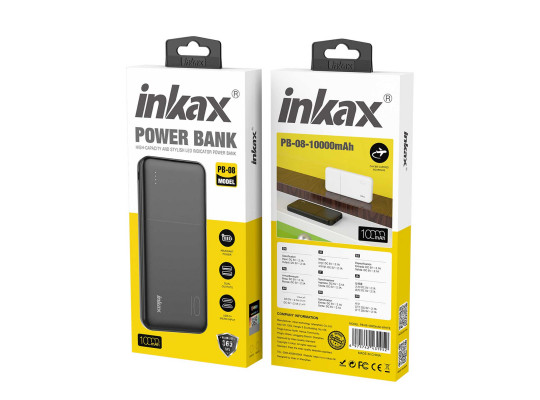 Արտաքին սնուցման մարտկոց INKAX PB-08 10000mAh (Black) 