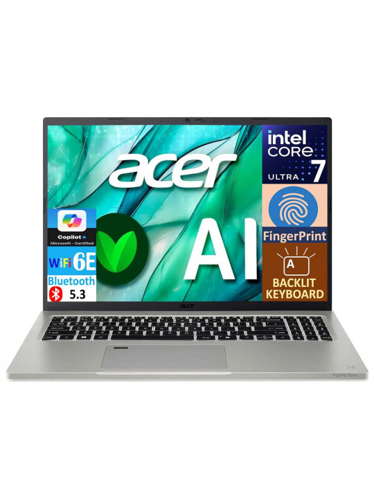 Նոթբուք ACER Aspire Vero 16 AV16-51P-7063 (U7-155H)16 16GB 512GB W11H (Gray) (NX.KU4AA.002)