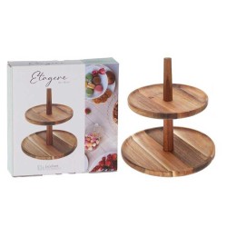 Cake stand KOOPMAN 210001360 FOOD STAND 2 TIERS ACACIA (099950)