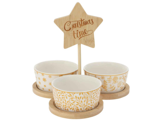 Bowl KOOPMAN 278001070 SERVING SET ON TRAY XMAS 3PCS (638326)