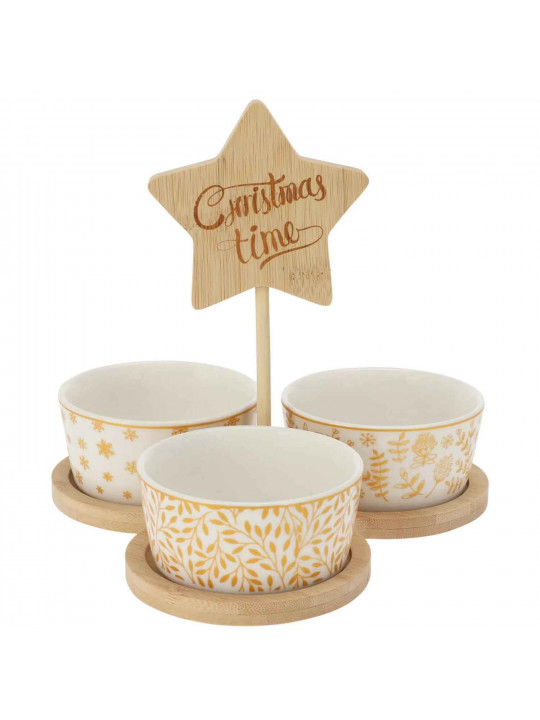 Տարա KOOPMAN 278001070 SERVING SET ON TRAY XMAS 3PCS (638326)