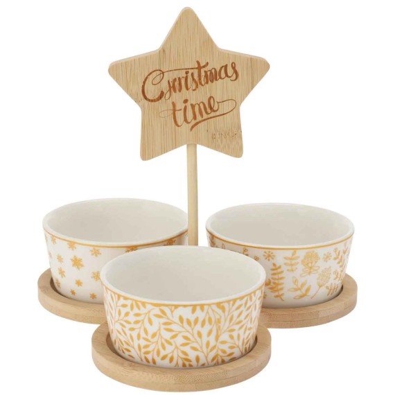 Тара KOOPMAN 278001070 SERVING SET ON TRAY XMAS 3PCS (638326)