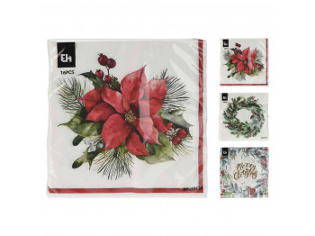 Դեկորատիվ անձեռոցիկ KOOPMAN 602500470 NAPKINS 33x33CM 16PCS 3ASS (217415)