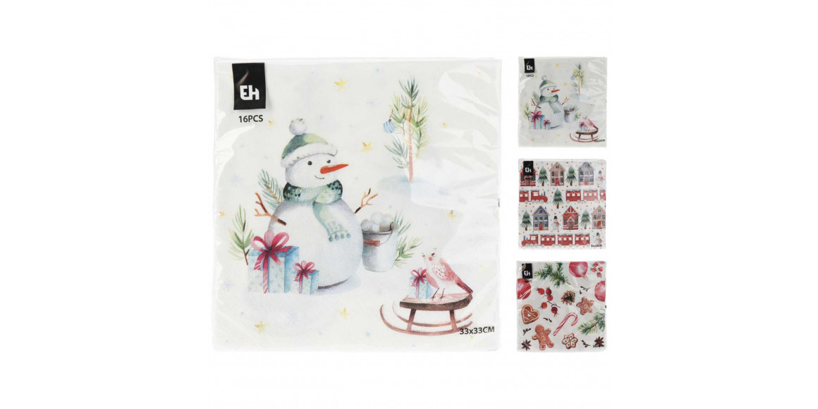 Декоративная салфетка KOOPMAN 602500490 NAPKINS 33x33CM 16PCS 3ASS (217620)