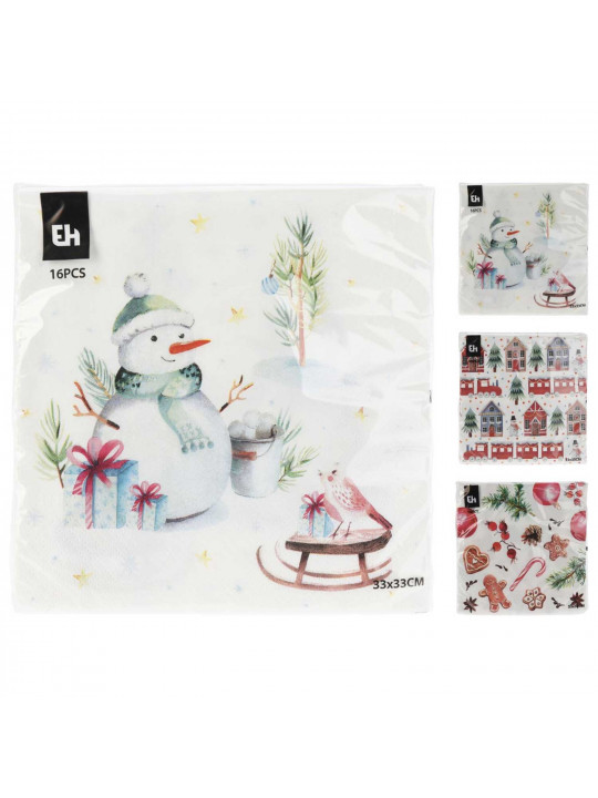 Դեկորատիվ անձեռոցիկ KOOPMAN 602500490 NAPKINS 33x33CM 16PCS 3ASS (217620)
